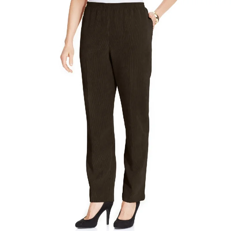Alfred Dunner Womens Petites Ribbed Corduroy Straight Leg Pants Classic Chino Pants