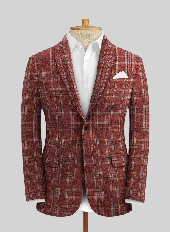 Solbiati Wine Square Linen Jacket Notch Collar Peter Pan Collar Cowl Neck