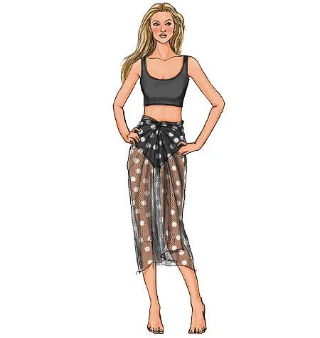 Butterick Pattern B4526 Misses' Swimsuit and Wrap Minimalist One-Piece