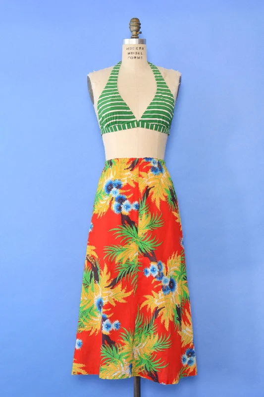 Sunset Tropical Cotton Skirt L/XL corduroy skirt durable