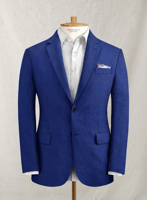 Solbiati Indigo Blue Seersucker Jacket Ribbed Jacket Pleated Jacket Ruffled Jacket
