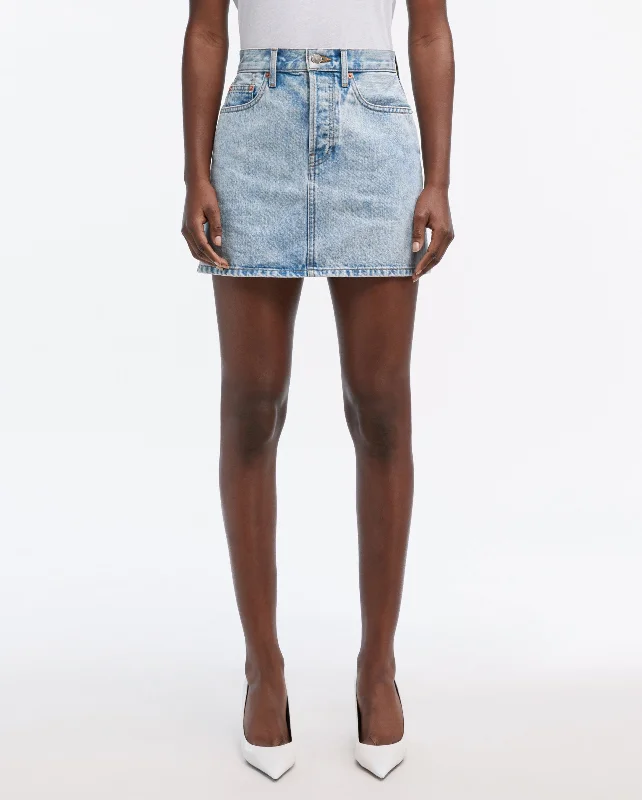 DENIM MINI SKIRT / BLUE leather skirt bold