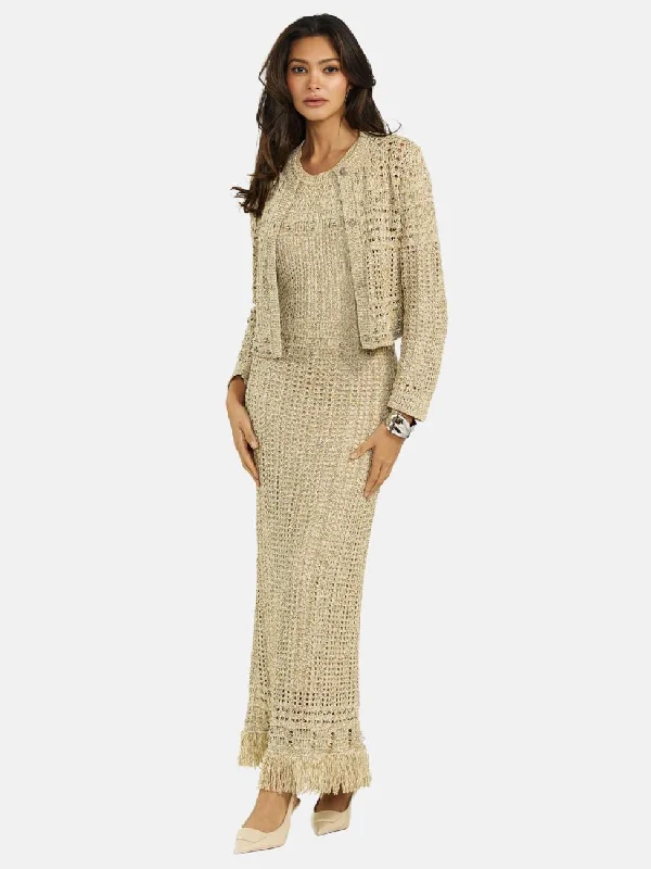 Shimmer Knit Dress & Cardigan in Gold Hue Wool Cardigan Cotton Cardigan Cashmere Cardigan Shimmer Knit Dress & Cardigan in Gold Hue Wool Cardigan Cotton Cardigan Cashmere Cardigan