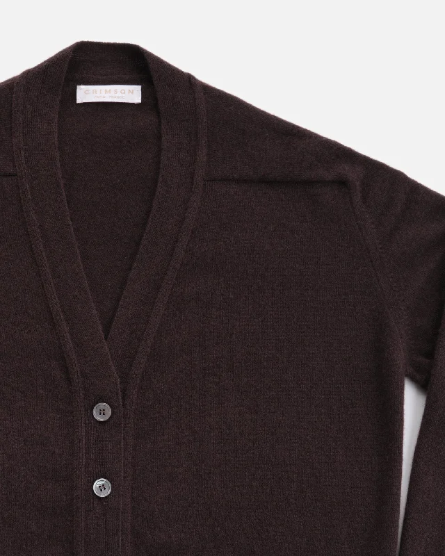 THE BOYFRIEND CARDIGAN | DARK BROWN Toggled Drawstring Belted