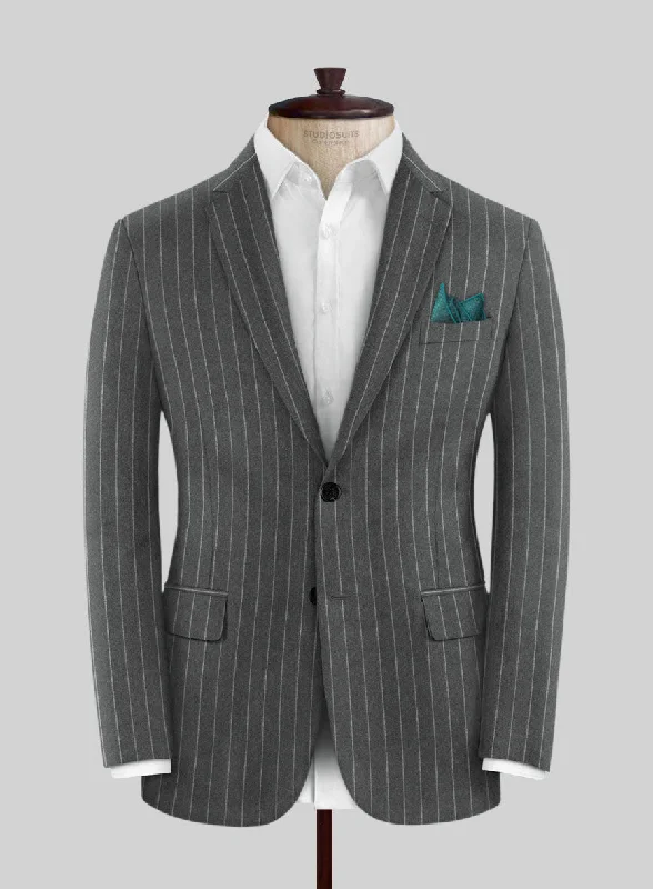 Caccioppoli Imeco Gray Wool Jacket Ribbed Jacket Pleated Jacket Ruffled Jacket