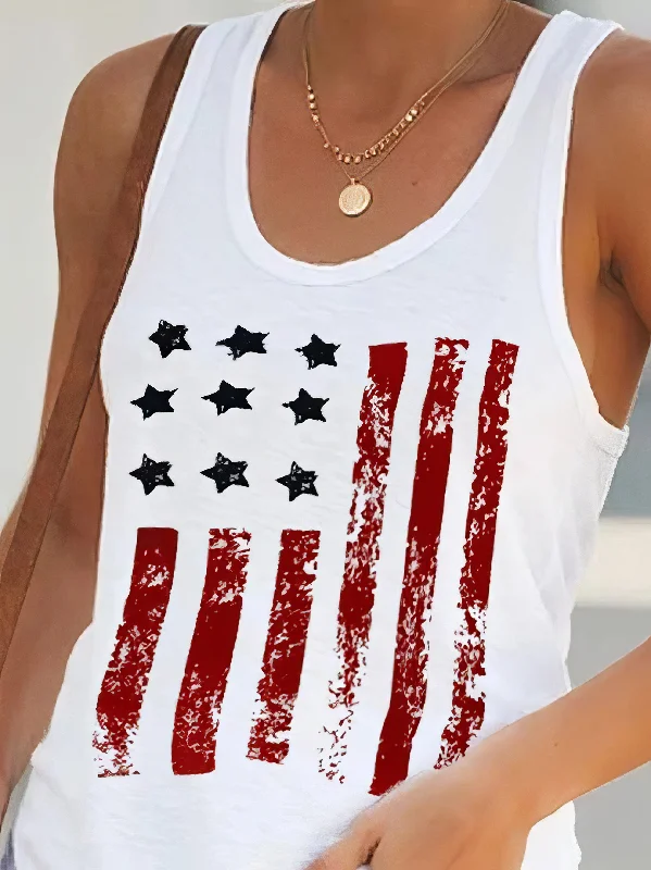 Red White Blue Graphic Tank tie dye tank