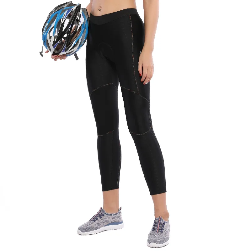 Santic Coral Black Women Padded Cycling Pants Trendy Palazzo Pants