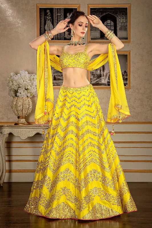Semi Bridal Gota patti Yellow top and Skirt boho skirt vibe
