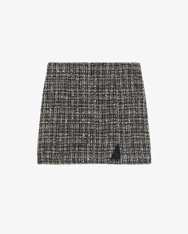 BRYAN TWEED SKIRT / DARK GREY BLACK velvet skirt sumptuous
