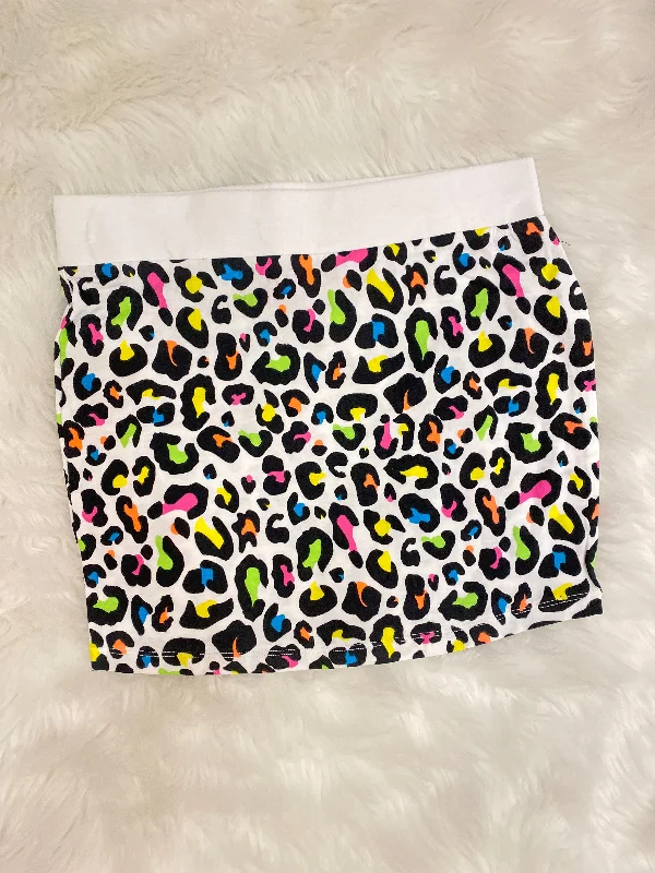 DOOR BUSTER* LEOPARD SKIRT IN WHITE MULTI velvet skirt luxurious