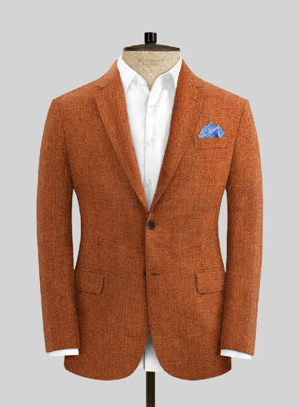 Solbiati Rust Linen Jacket Jacket Blazer Coat