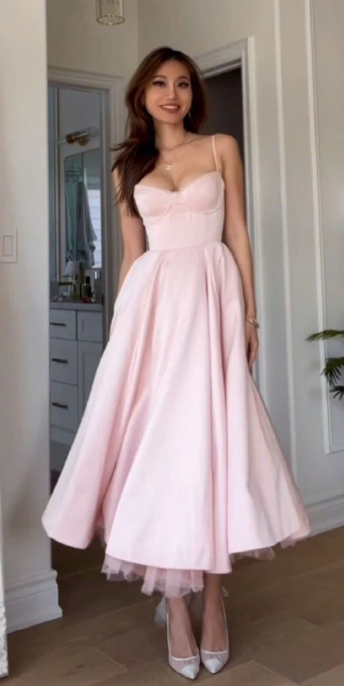 Light Pink Spaghetti Straps A-Line Long Party Dress Birthday Outfits DP3961 Tunics Spring floral Light Pink Spaghetti Straps A-Line Long Party Dress Birthday Outfits DP3961 Tunics Spring floral