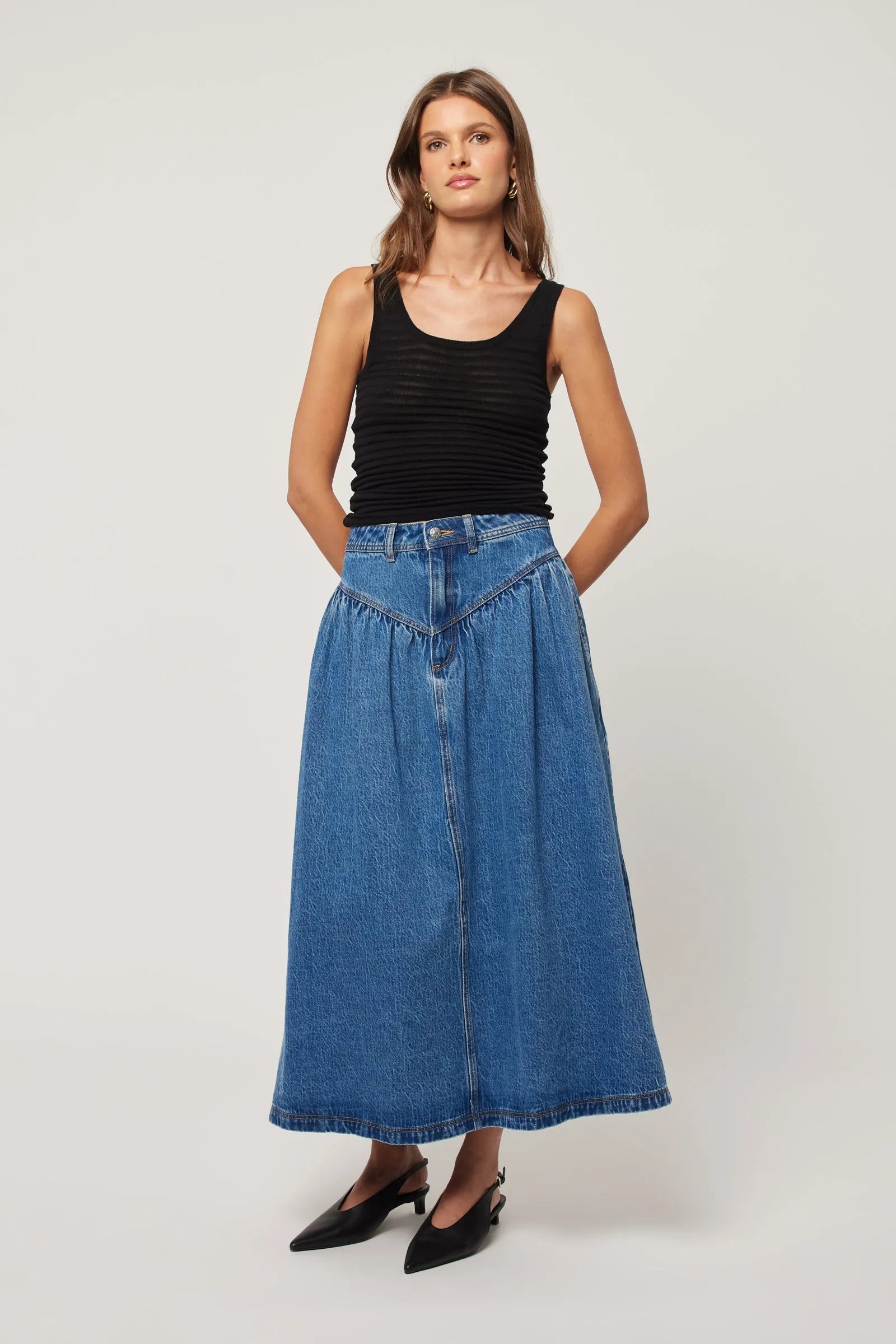 Leonie Skirt in River Blue chiffon skirt airy