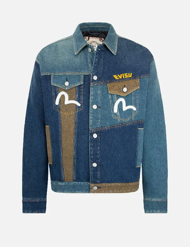 Deconstruction Fabric Blocking Denim Jacket Herringbone Jacket Houndstooth Jacket Plaid Jacket Deconstruction Fabric Blocking Denim Jacket Herringbone Jacket Houndstooth Jacket Plaid Jacket