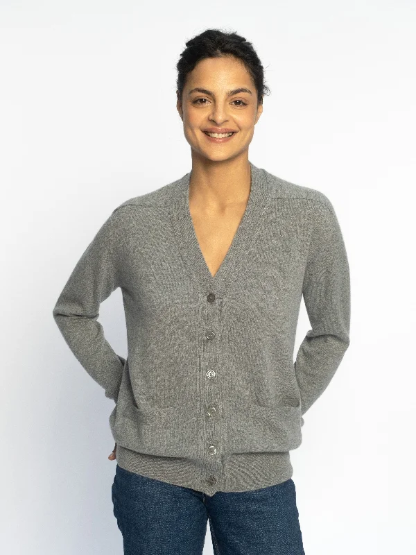 THE BOYFRIEND CARDIGAN | Grey Flannel Thin Thick Dense