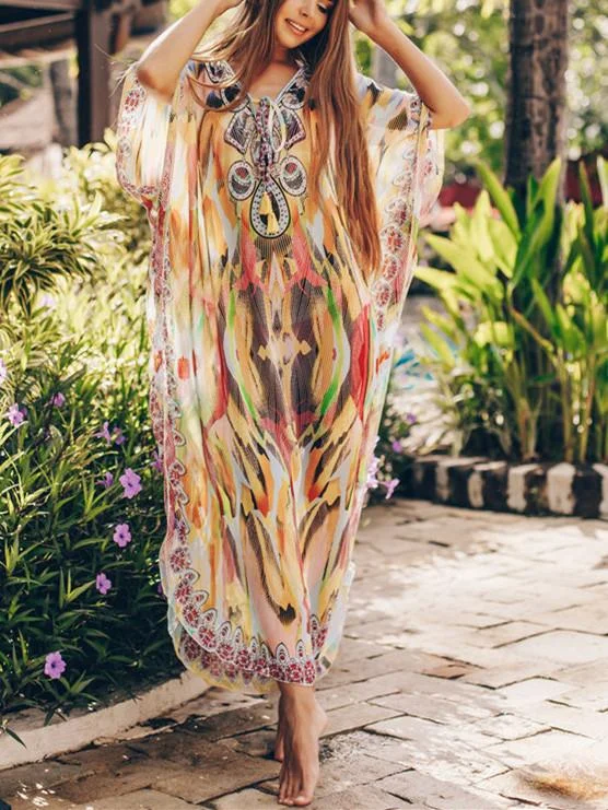 Chiffon Printed Snake Pattern Beach Sun Proof Shirt Holiday Long Dress Beach Swimsuit Cover Up V-Neck Swim Dress Chiffon Printed Snake Pattern Beach Sun Proof Shirt Holiday Long Dress Beach Swimsuit Cover Up V-Neck Swim Dress