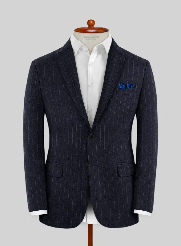 Caccioppoli Carman Navy Blue Wool Jacket Notch Collar Peter Pan Collar Cowl Neck