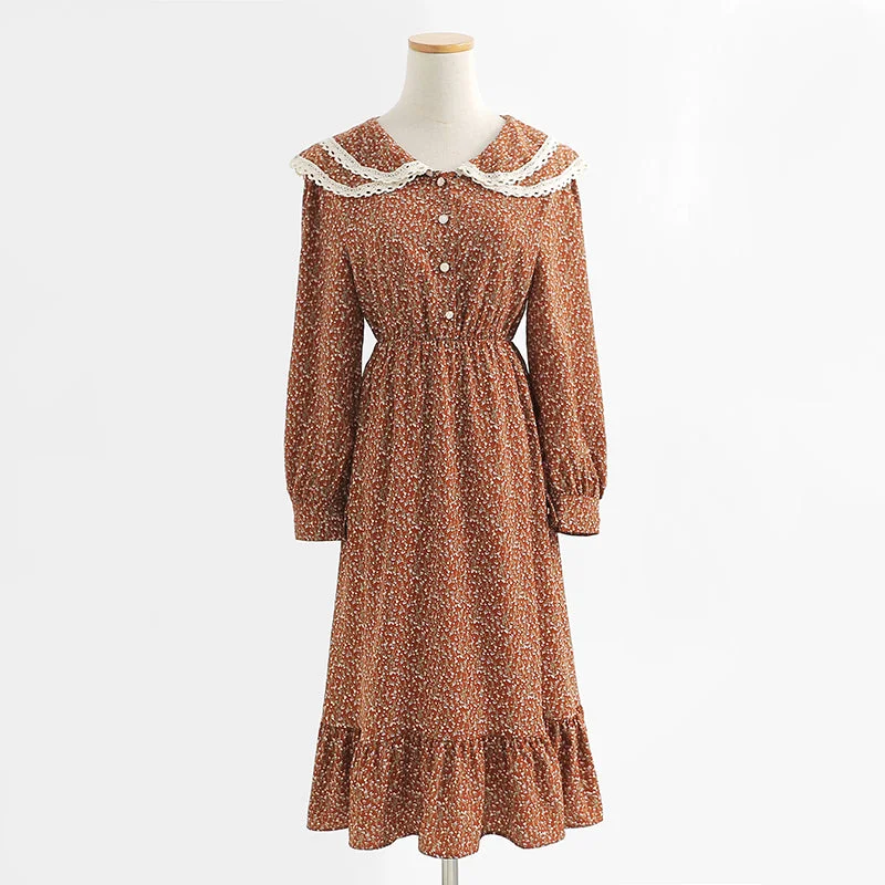 Baby collar age reducing temperament tea break skirt thin skirt  2324 linen skirt natural
