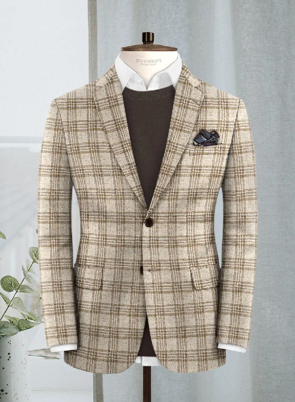 Lanificio Zegna Beige Plaid Alpaca Wool Jacket Fleece Jacket Down Jacket Feather Jacket Lanificio Zegna Beige Plaid Alpaca Wool Jacket Fleece Jacket Down Jacket Feather Jacket