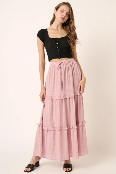 Mittoshop Drawstring High Waist Frill Skirt cashmere skirt rich