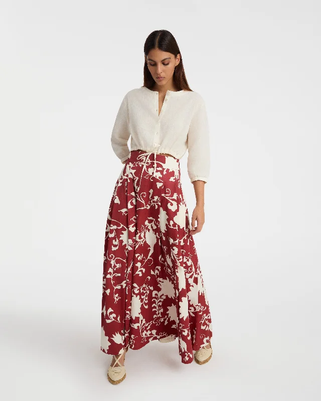 Flaminia Skirt in Flower Screen Print velvet skirt glossy