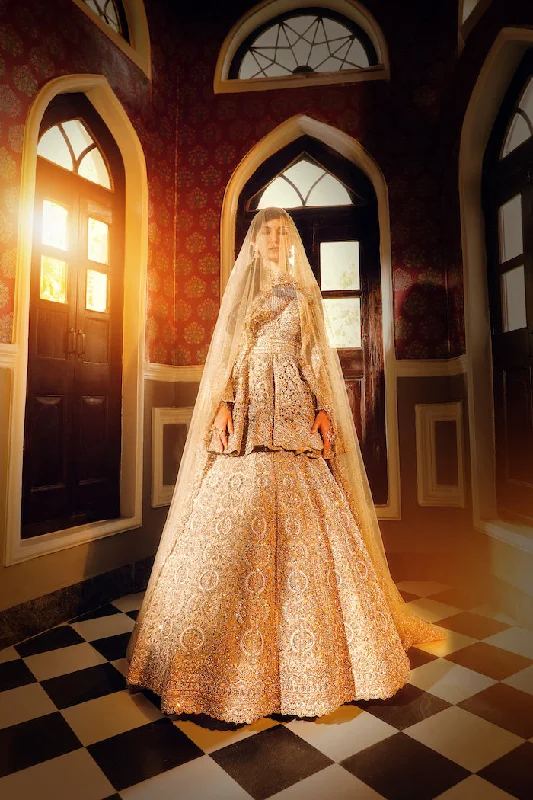 Golden Embroidered Peplum Skirt Bridal Outfit midi skirt versatile