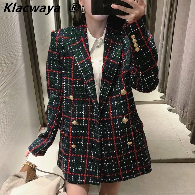 Klacwaya Za 2022 Black Plaid Blazer Woman Spring Jacket Female Office Casual Long Sleeve Double Breasted Checked Blazer Coat Hooded Jacket Caped Jacket Shawl Collar Jacket Klacwaya Za 2022 Black Plaid Blazer Woman Spring Jacket Female Office Casual Long Sleeve Double Breasted Checked Blazer Coat Hooded Jacket Caped Jacket Shawl Collar Jacket