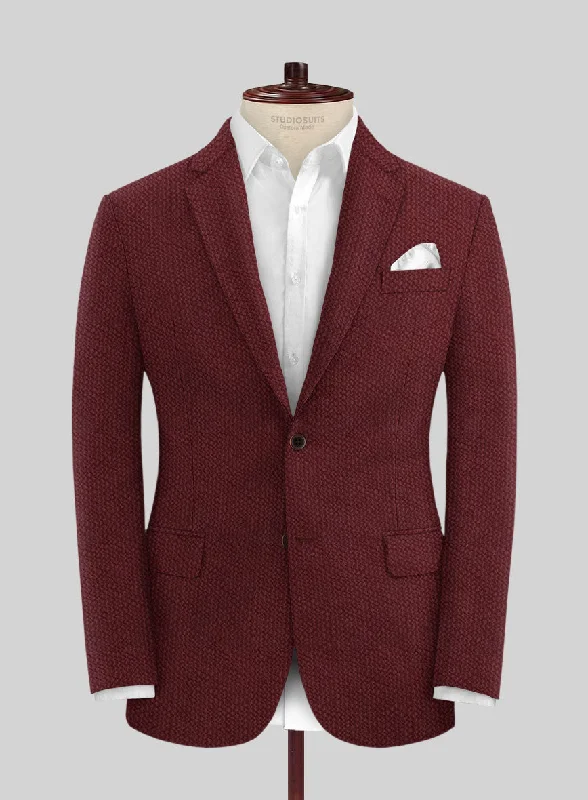 Solbiati Maroon Seersucker Jacket Faux Fur Fabric Real Fur Fabric Shearling Fabric