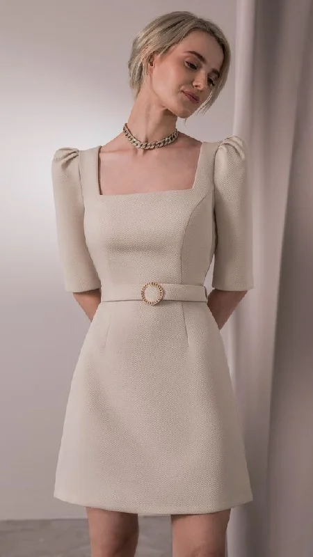 Vintage Square Neckline Party Dress,Cocktail Dress cc829 Peplum Ruffle Cocktail
