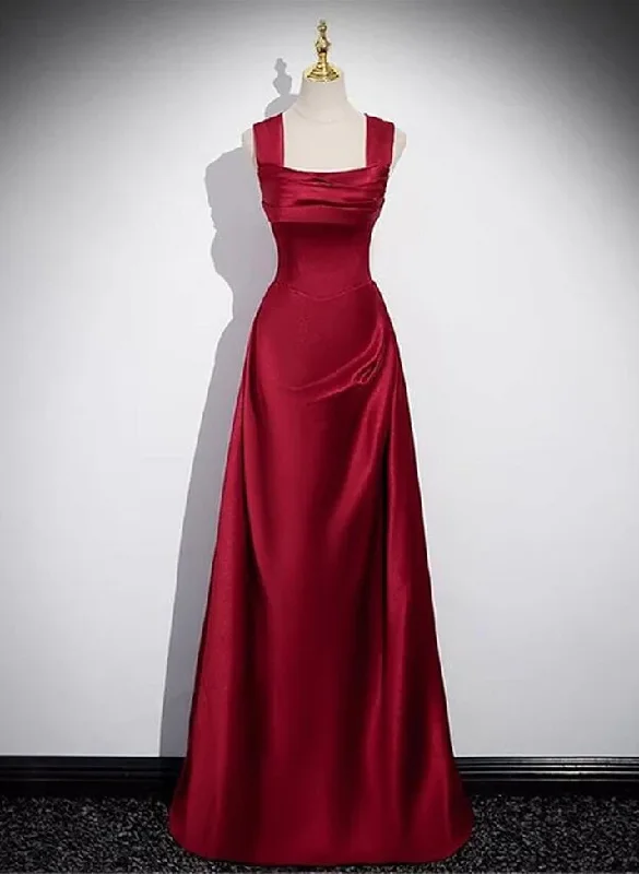 A-Line Red Long Prom Dress Party Dress Elegant Birthday Party Dress, DP3623 Tunics Satin smooth A-Line Red Long Prom Dress Party Dress Elegant Birthday Party Dress, DP3623 Tunics Satin smooth