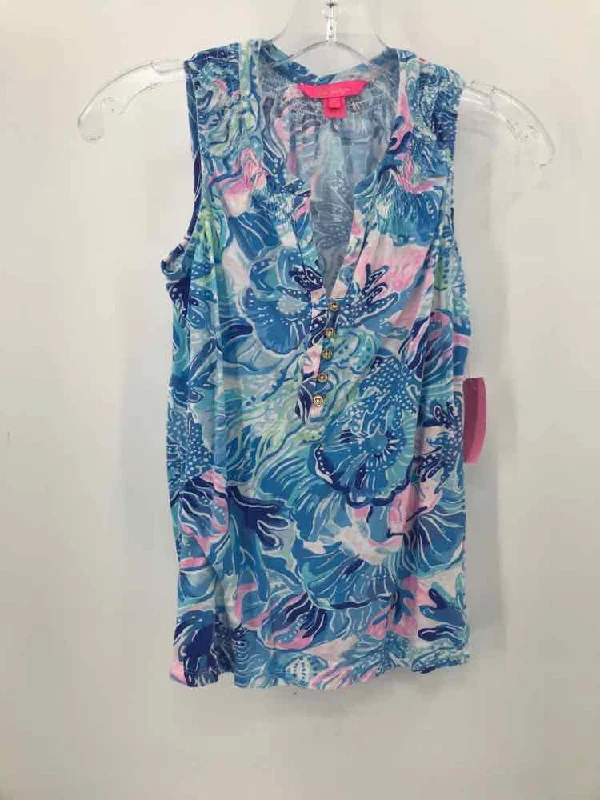 Pre-Owned Lilly Pulitzer Blue Size XXS Printed Tank Top high neck tank