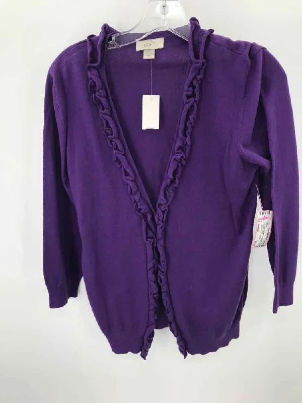 Pre-Owned Loft Purple Size Medium Cardigan Sweater Fitted Loose Oversized