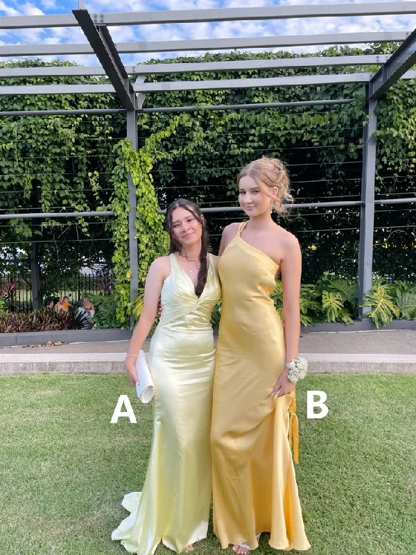 Yellow One Shoulder Backless Party Dress Wedding Guest Dress, DP3673 Tunics Designer luxury Yellow One Shoulder Backless Party Dress Wedding Guest Dress, DP3673 Tunics Designer luxury