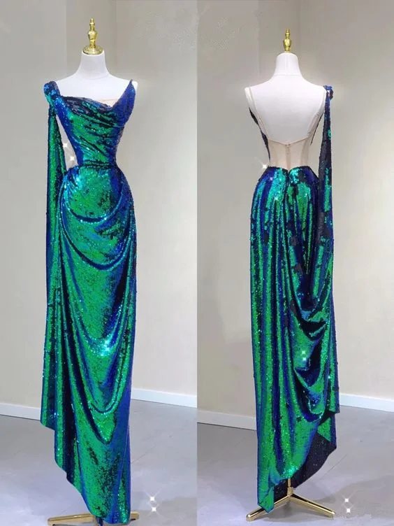 Stunning Green Sequins Straps Sheath Long Evening Party Dress, DP3778 Tunics Office stylish Stunning Green Sequins Straps Sheath Long Evening Party Dress, DP3778 Tunics Office stylish
