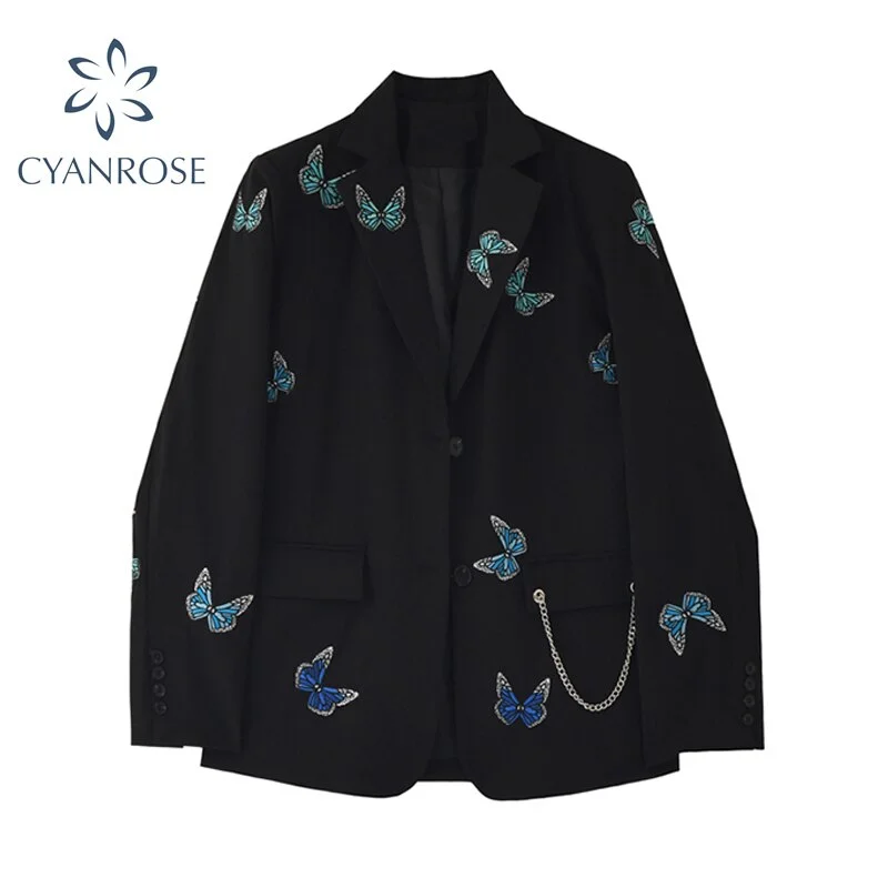 Autumn Winter Women Blazer long sleeve Coat Korean Style vintage gothic Harajuku Casual Pockets Black Jackets Notched Outerwear Wool Fabric Cashmere Fabric Tweed Fabric Autumn Winter Women Blazer long sleeve Coat Korean Style vintage gothic Harajuku Casual Pockets Black Jackets Notched Outerwear Wool Fabric Cashmere Fabric Tweed Fabric