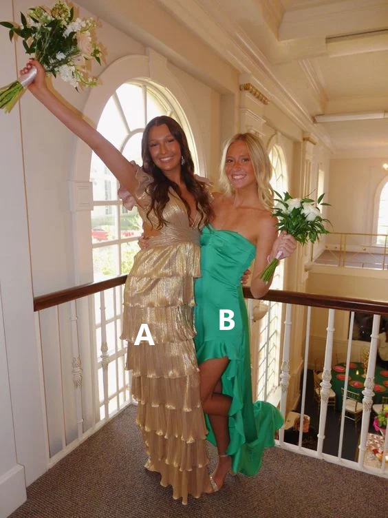 Gold V Neck Satin Tiered Fashion Long Formal Party Dress, DP3711 Boat Neckline Classic Gold V Neck Satin Tiered Fashion Long Formal Party Dress, DP3711 Boat Neckline Classic
