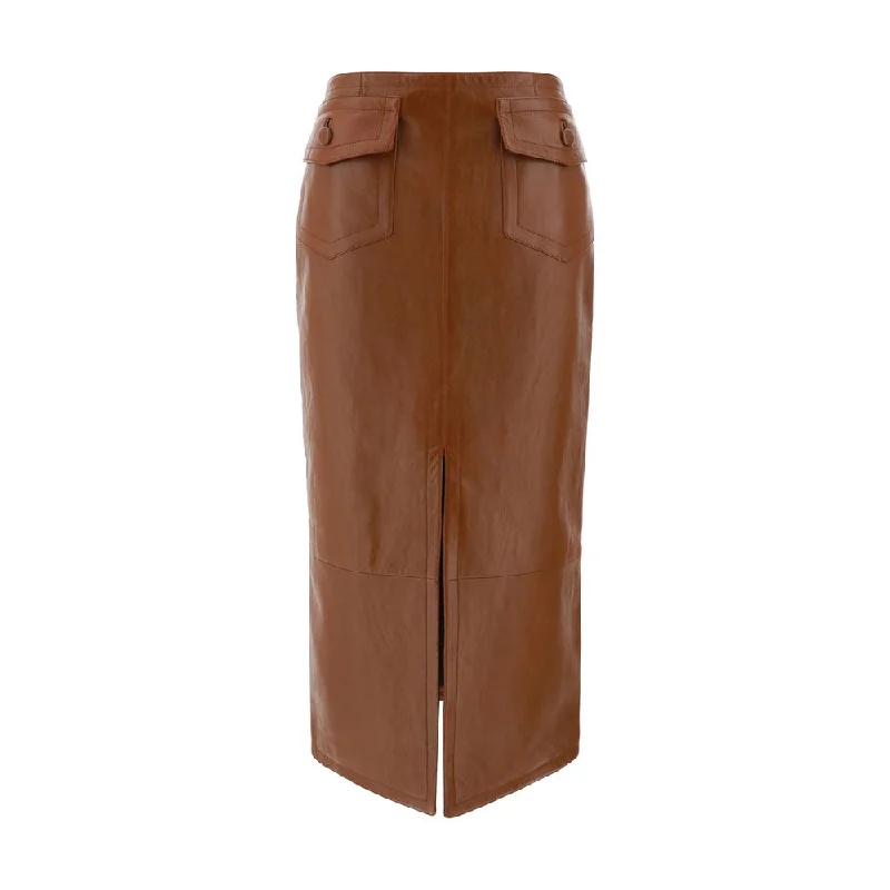 Chloé Leather Women's Skirt elastic waist skirt