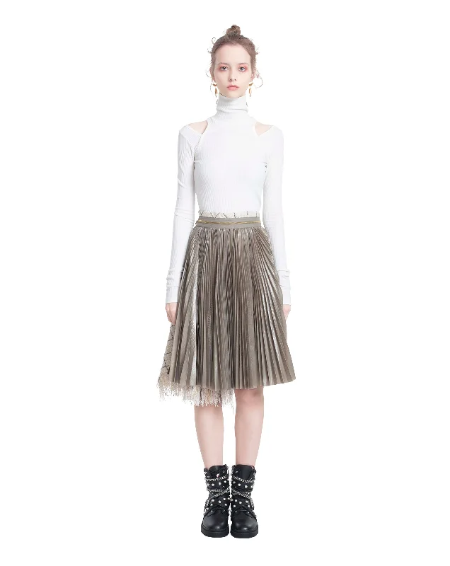 Panelled Pleated Tweed Skirt flowy skirt hem