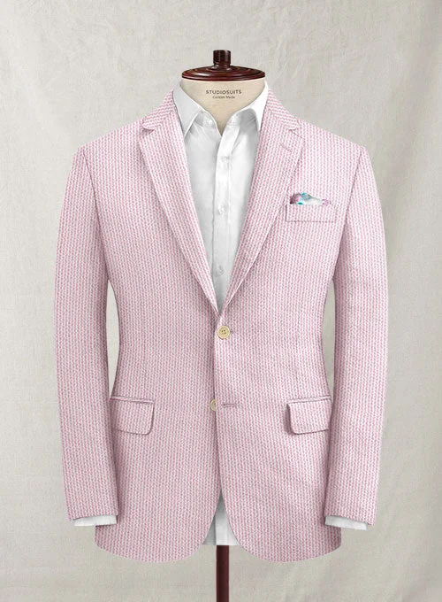 Solbiati Pink Seersucker Jacket Faux Fur Jacket Real Fur Jacket Shearling Jacket