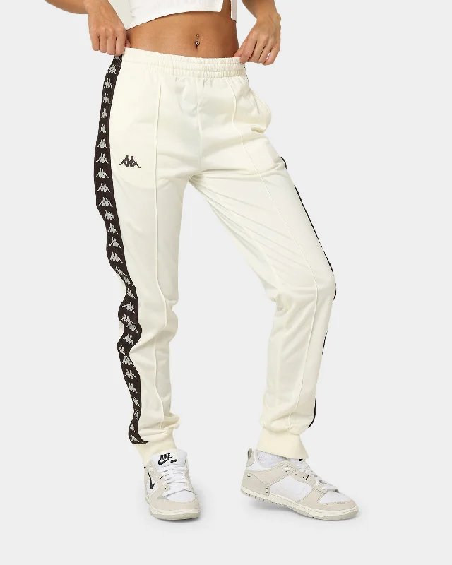 Kappa 222 Banda Rastoria Slim Track Pants White Cream/Brown Comfortable Denim Trousers