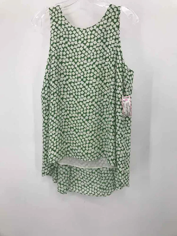 Pre-Owned Vince Camuto Green Size Medium P Printed Tank Top bronze tank top