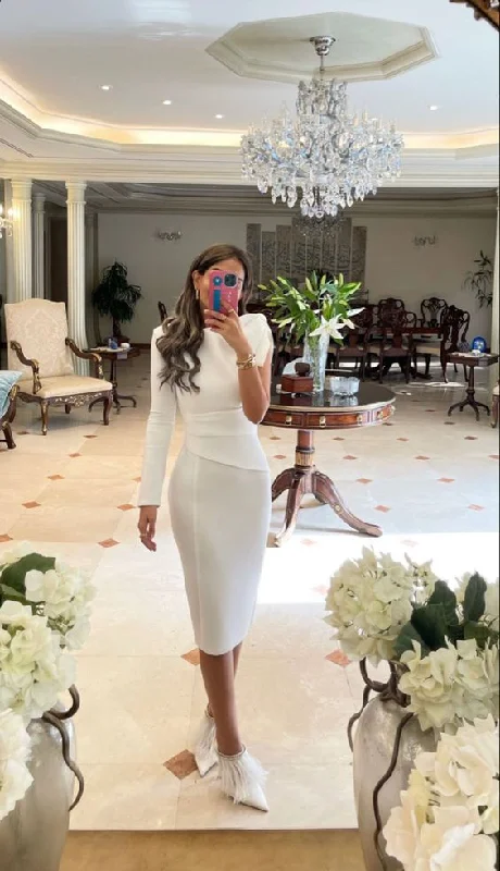 White Sheath Party Dress,White Cocktail Dress cc862 Tunics Formal black