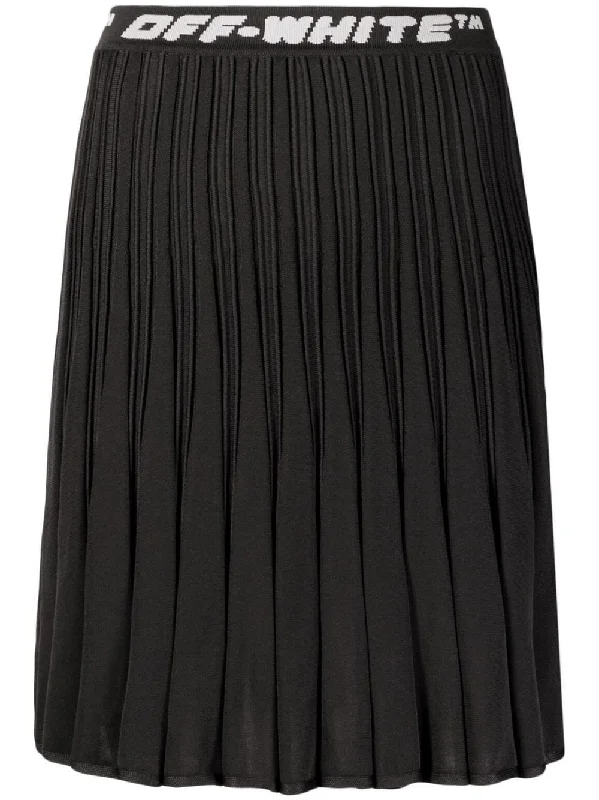LOGO BAND SKIRT BLACK GREY leather skirt sleek