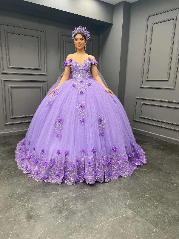 Princess Purple Off The Shoulder Ball Gown Quinceanera Dress Beaded Birthday Party Dress 3D Flowers cc579 Shift Classic Vintage Princess Purple Off The Shoulder Ball Gown Quinceanera Dress Beaded Birthday Party Dress 3D Flowers cc579 Shift Classic Vintage