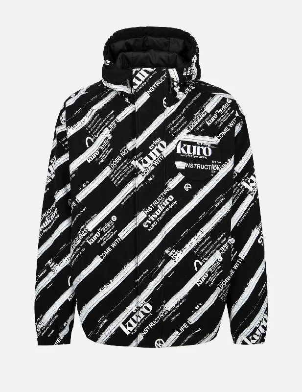 Monogram Logo and Slogan Print Padded Jacket Cotton Fabric Linen Fabric Terry Fabric