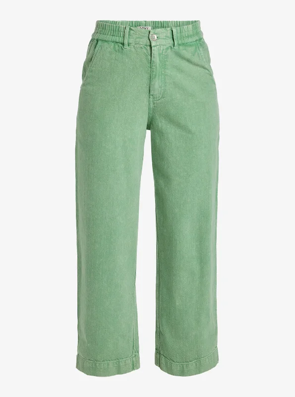 Roxy Womens Break My Soul Elastic Waist Pants - Basil Stretch Fit Pants