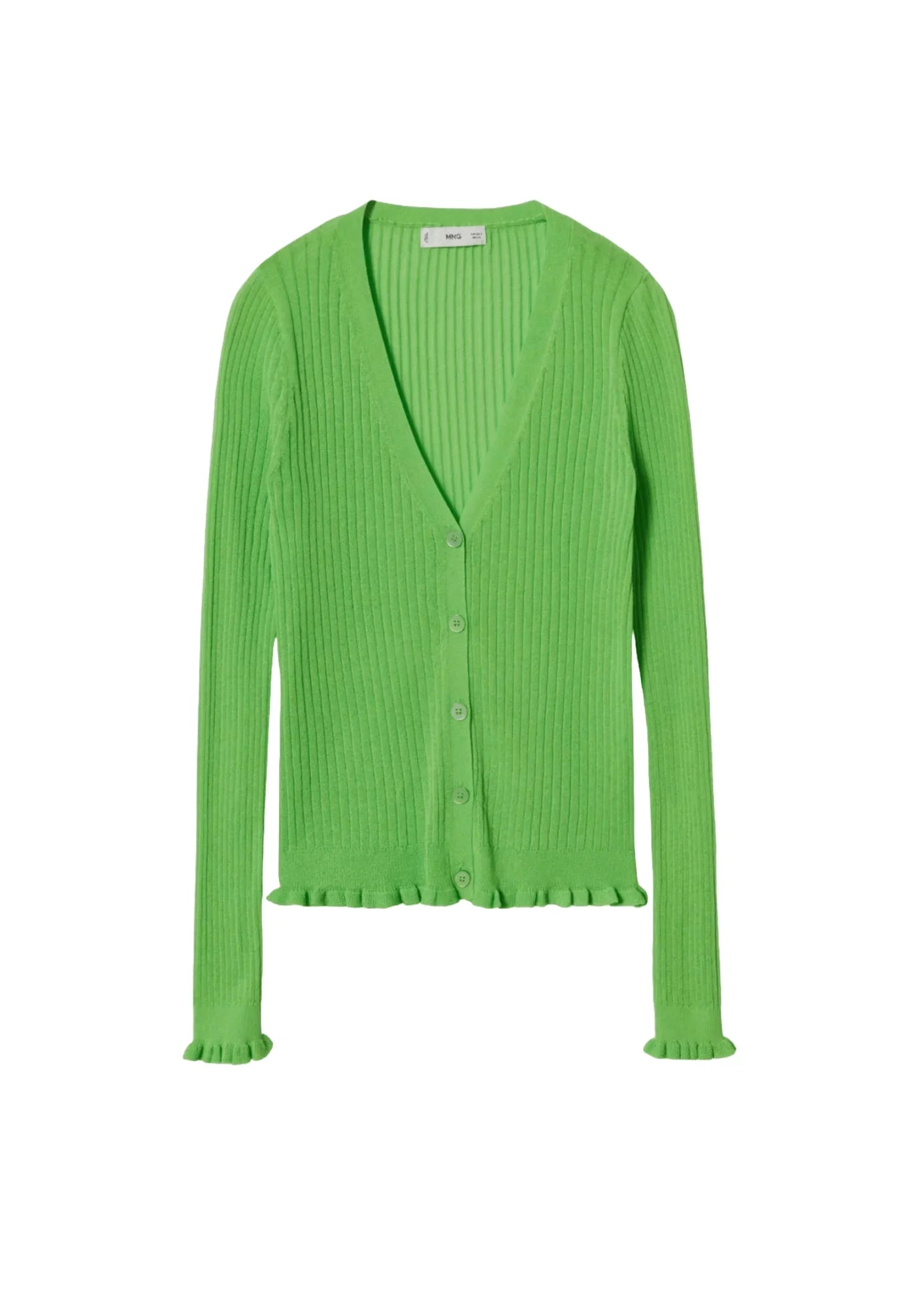 GREEN RIBBED KNIT CARDIGAN Stylish Fashionable Trendy