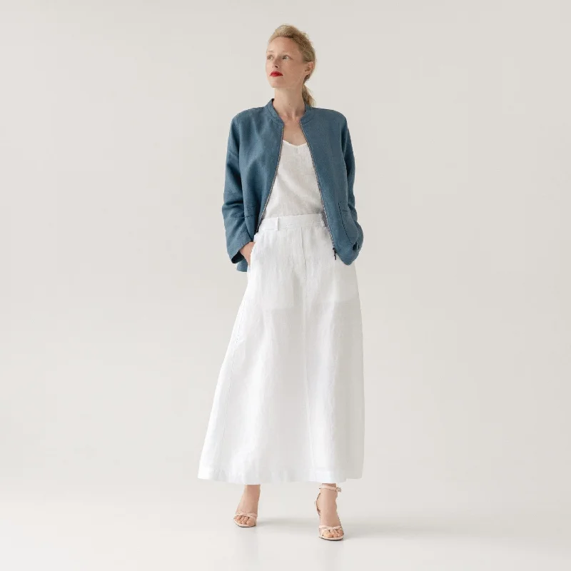 LIMITED EDITION Optical White Linen Twill Gardenia Skirt wool skirt thick