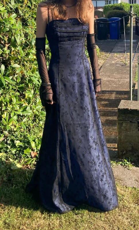 Dark Blue Spaghetti Straps A-Line Vintage Long Party Dress, DP3991 Tunics Floral girly Dark Blue Spaghetti Straps A-Line Vintage Long Party Dress, DP3991 Tunics Floral girly