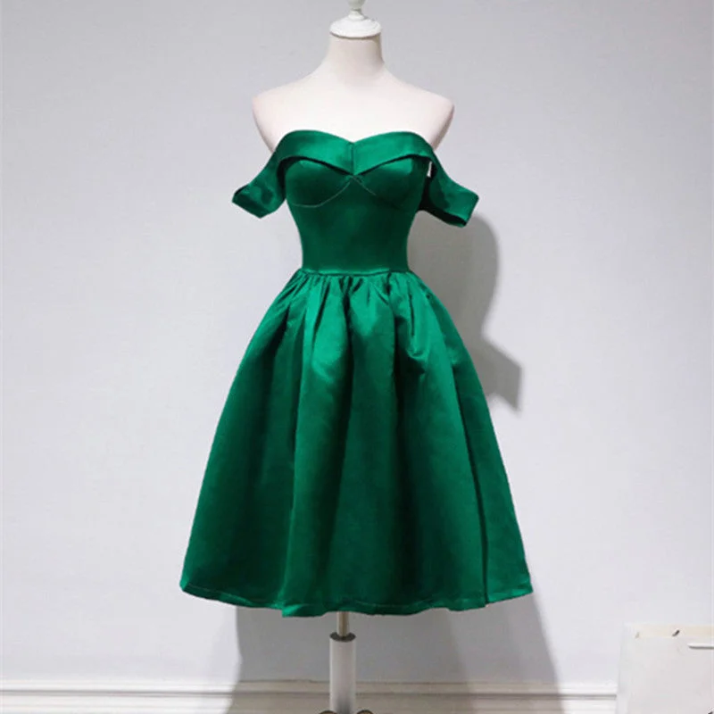 Off Shoulder Hunter Green Short Party Dresses Semi Formal Occasion Evening Gowns Homecoming Dress c2641 Tunics Sophisticated sleek